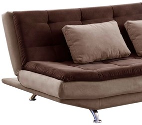 Sofá Cama 3 Lugares Speciale Marrocos Sued Pena Marrom e Bege - D'Rossi