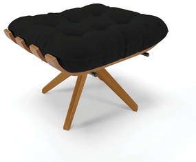 Puff Giratório Costela Linho Preto Base de Madeira MA30 M11 - D'Rossi