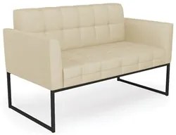 Sofá Namoradeira Base Industrial Preto Ana Veludo Luxo Off White - Ibi