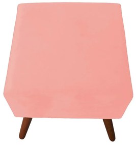 Puff Decorativo Quadrado Malu com Pés Palito Suede Rosê