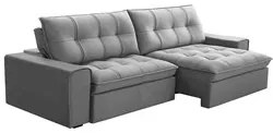 Sofá Retrátil Reclinável 3 Lugares 250cm Argon F05 Veludo Prata - Mpoz