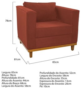 Poltrona Decorativa Europa Suede Terracota ADJ Decor