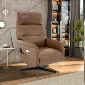 Poltrona de Massagem Reclinável Nevada Giratória com USB PU G56 - Gran Belo - Marrom