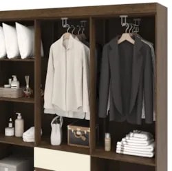 Guarda Roupa Solteiro 154cm Com Espelho Mayra Imbuia/Champanhe V02 - M