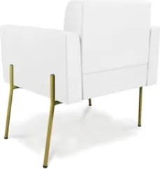 Poltrona Sala Pé Metal Dourado Kit 2 Ana Sintético Branco - Ibiza