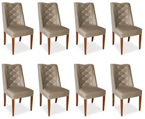 Kit 8 Cadeiras de Jantar Micheli Suede Bege