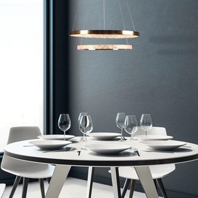 Pendente Oca Aros Duplo Ø60X4Cm / Ø40X4Cm Led 54W 3000K Bivolt | Bella... (Dourado)