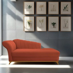 Recamier Vanessa 185cm Lado Direito Suede Terracota - ADJ Decor