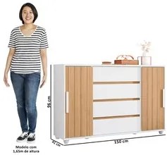 Cômoda Sapateira para Quarto 150cm 2 Portas 4 Gavetas Flex Eve A02 Bra