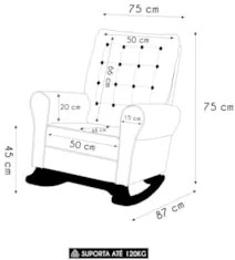 Poltrona Amamentação Base Madeira Balanço Maju Veludo Off F03 - Mpozen