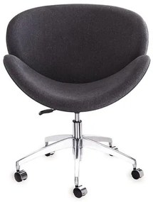 Poltrona Lab Assento Estofado Rustico Preto Base Rodizio em Aluminio - 55851 Sun House