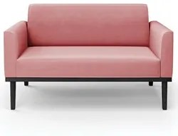 Sofá Namoradeira e 2 Poltronas Base Madeira Preto Maressa Suede Rosê -
