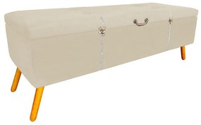 Calçadeira Baú Queen 160cm Caribe Pés Palito Suede Bege - Sheep Estofados - Bege