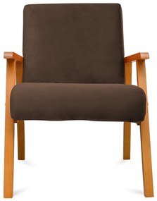 Poltrona Decorativa Alexa Braça de Madeira Suede Marrom - Sheep Estofados