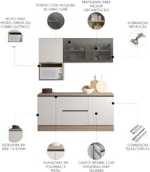 Armário de Cozinha CP01 e Tampo Grace Carvalho Oak/Off White Z44 - Mpo