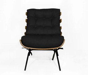 Kit 2 Poltronas Costela Com 2 Puff Costela Suede Preto