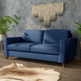 Sofá Sala de Estar Living 3 Lugares 240cm Presley Pés Madeira Veludo Vermelho G52 - Gran Belo