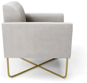 Kit 2 Poltronas Base X Industrial Dourado Marisa Veludo  D03 - D'Rossi - Cinza