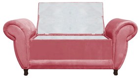 Recamier com Baú Itália Namoradeira Calçadeira Suede - D'Rossi - Rose