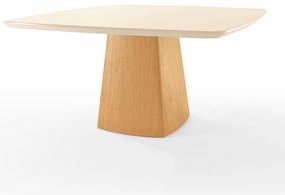 Mesa de Jantar Classy Quadrada Tampo em Vidro Off White