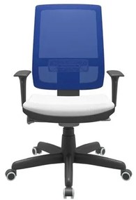 Cadeira Office Brizza Tela Azul Assento Aero Branco Autocompensador Base Standard 120cm - 63715 Sun House
