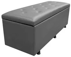 Calçadeira Baú Casal 140cm Estofada Liz S05 Sintético Cinza - Mpozenat