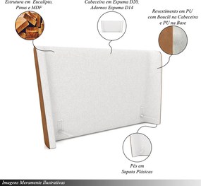 Cabeceira Design para Cama Casal Torres Pés em Madeira PU/Bouclê Caramelo/Off White G91 - Gran Belo