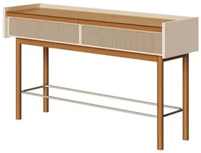 Aparador Abrace Cor Off White Com Nature Tela Sintética 2 Gavetas 140cm - 79425 Sun House