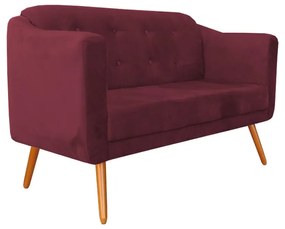 Namoradeira Bruna 1,40 m 2 Lugares Pés Palito Suede Bordô