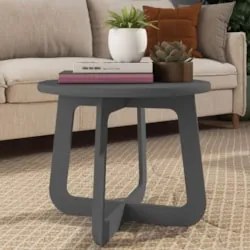 Mesa Centro Redonda 59cm Para Sala MDF Rexxar Grafite A09 - Mpozenato