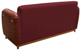 Sofá 3 Lugares Liverpool 1,90 m Compose Corino Ocre/Bordô C/ Botão - Decorar Estofados