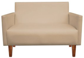 Namoradeira Jade 02 Lugares Corino Bege Pés Chanfrado Castanho - D'Rossi