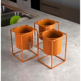 Vaso Decorativo Terracota Com Suporte Em Metal 16x11 Cm - D'Rossi
