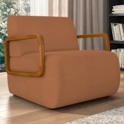 Poltrona Decorativa Orgânica para Sala Belarus Z08 Boucle Terracota -