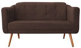 Namoradeira Bruna 1,40 m 2 Lugares Pés Palito Suede Marrom