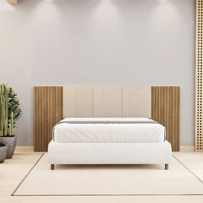 Cabeceira Casal Queen Cama Box 268cm Ripado Selma Linho V01 - D'Rossi - Brisa e Bege