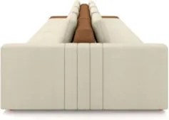 Sofá Ilha e Puff Sala Living 425cm Siesta M22 Linho Areia/Marrom - Mpo
