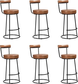 Banqueta Alta Cozinha 70cm Encosto Industrial Aço Kit 6 Ziria Pu S02 - D'Rossi - Caramelo