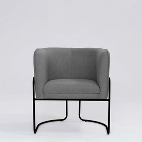 Poltrona Decorativa Belinda D07 Base Aço Linho Mescla Cinza - D'Rossi