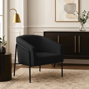 Poltrona Sala Industrial Alta Preto Stella Suede D03 - D'Rossi - Preto