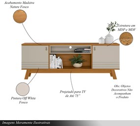 Conjunto Painel Extensível e Rack Tremonti/Cronos TV até 75 Polegadas Nature/Off White G77 - Gran Belo