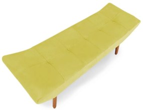 Cabeceira com Calçadeira Solteiro 90cm Maya Suede Amarelo - Sheep Estofados - Amarelo
