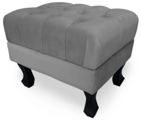 Puff Baú Decorativo Capitonê Luis XV 50x40cm Suede Cinza - Sheep Estofados - Cinza