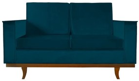 Sofá Dubai 2 Lugares Decorativo 1,50 M Sala Veludo Azul Marinho