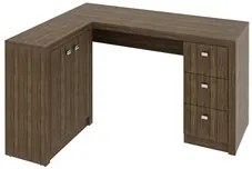 Mesa para Home Office com Gavetas e 2 Portas Nogal - Tecno Mobili