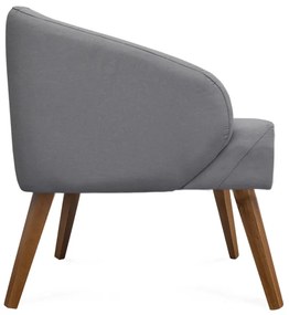 Kit 2 Poltronas Decorativas Lara Pés de Madeira Suede Cinza - Sheep Estofados - Cinza