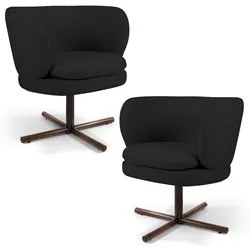Kit 2 Poltronas Decorativas Melissa Base Xis Giratória Veludo C-300 Pr
