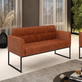 Sofá Namoradeira Elisa Corano Base Metálica Industrial Preto D03 - D'Rossi  - Nozes