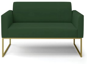 Sofá Namoradeira Base Industrial Dourado Marisa Veludo D03 - D'Rossi - Verde