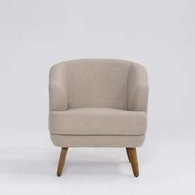 Poltrona Decorativa Milão D07 Pés Madeira Linho Aveia - D'Rossi